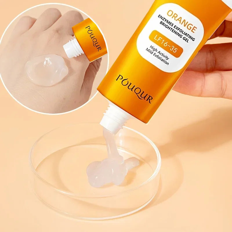 Gel exfoliant et nettoyant pour le visage à l'orange contre les imperfections