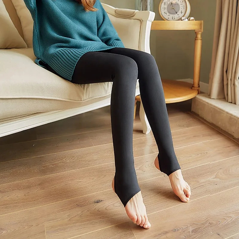 Leggings thermiques taille haute pour femmes, collants translucides élastiques, pantalons chauds, pantalons assiste épais, sexy, sourire féminin, hiver