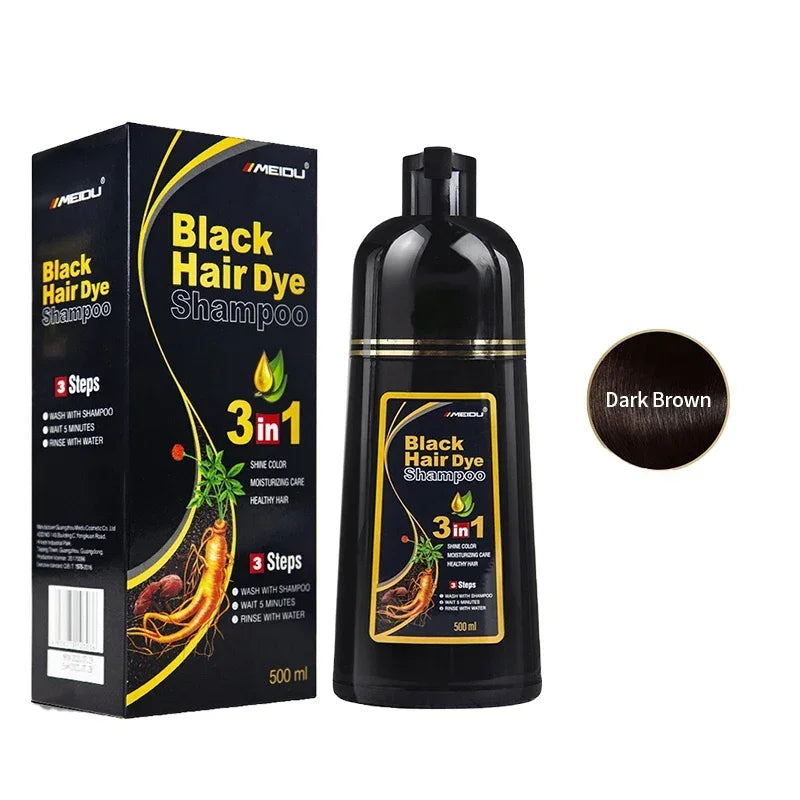 Shampoing 3 en 1 pour teinture capillaire, 100ml/500ml, assombrissant instantané, gris à noir, Polygonum Multiflorum, couverture naturelle pour hommes et femmes