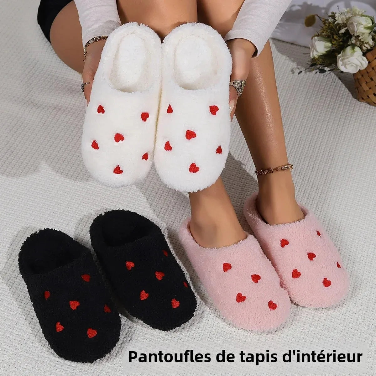 Pantoufles en forme de cœur HIVER