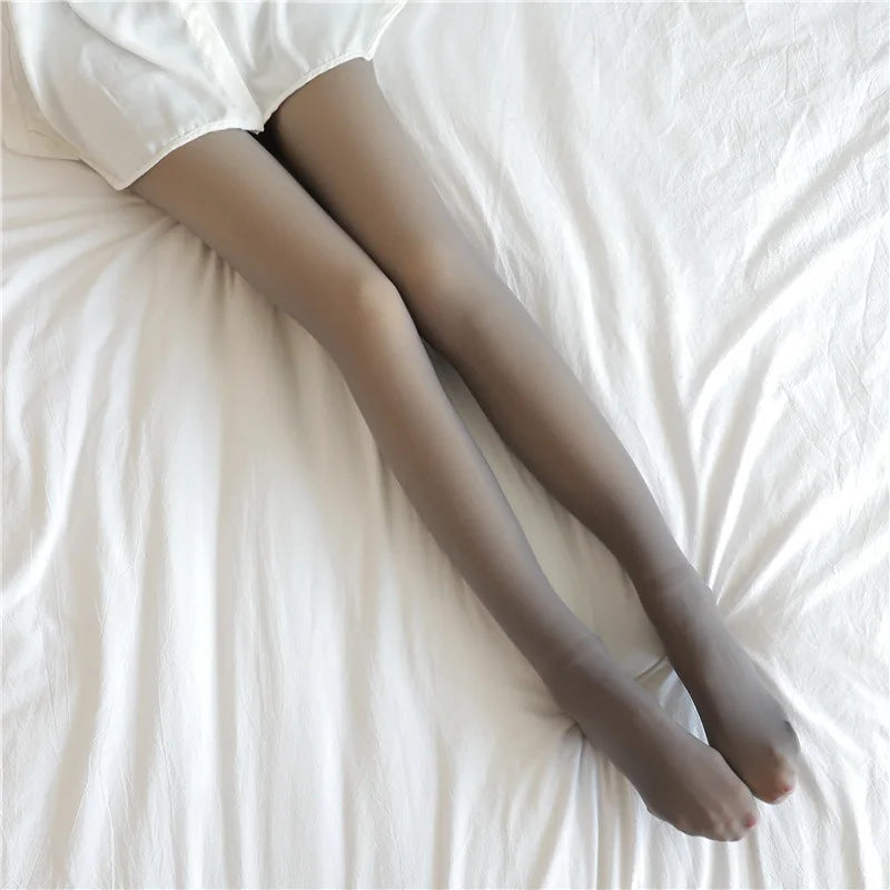 Leggings thermiques taille haute pour femmes, collants translucides élastiques, pantalons chauds, pantalons assiste épais, sexy, sourire féminin, hiver