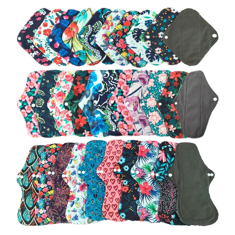 Serviettes Menstruelles Réutilisables Charbon Bambou - Flux Fort Bio