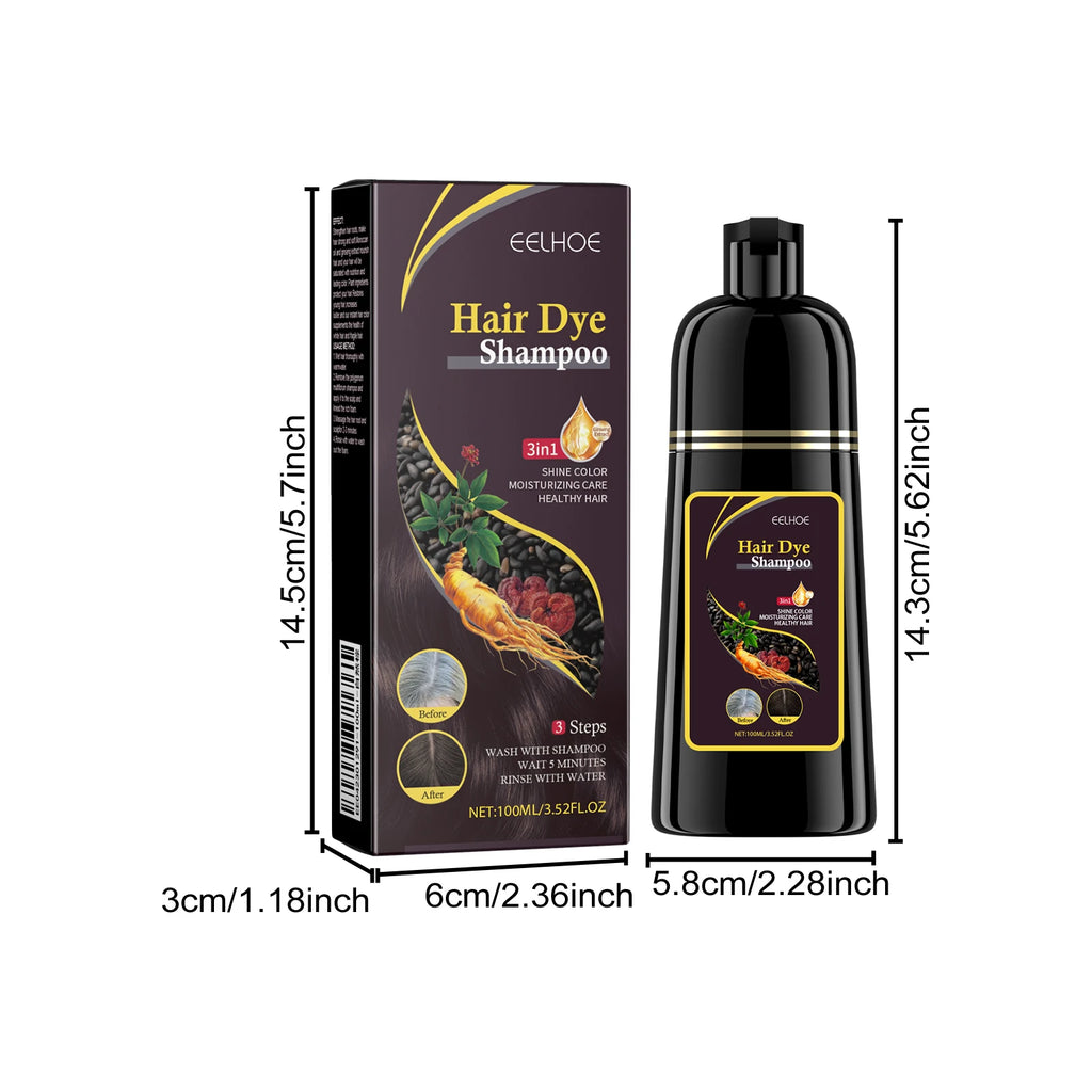 Eelhoe 100ml shampooing de teinture pour cheveux 3 en 1