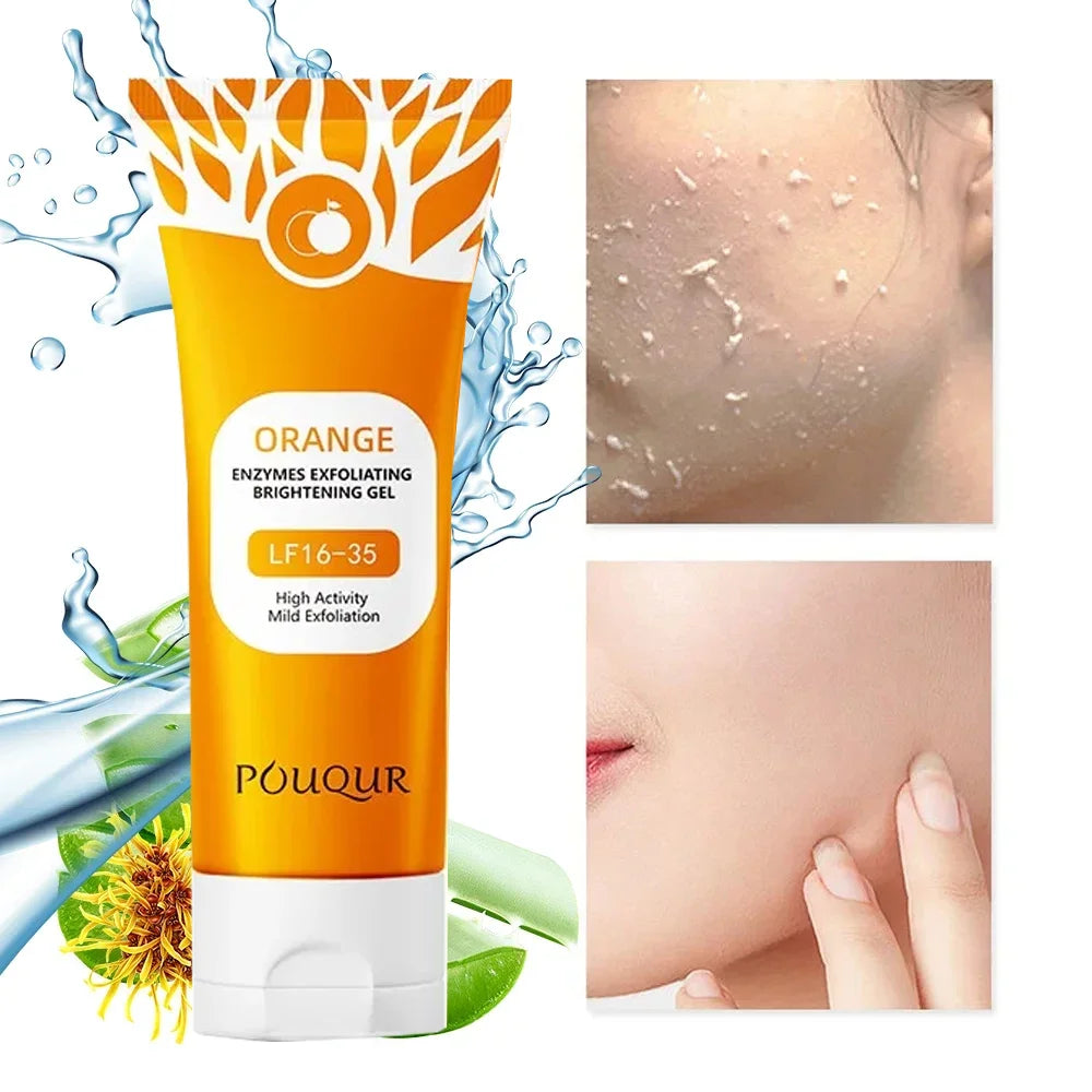 Gel exfoliant et nettoyant pour le visage à l'orange contre les imperfections