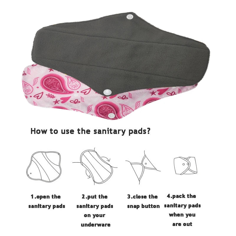 Serviettes Menstruelles Réutilisables Charbon Bambou - Flux Fort Bio