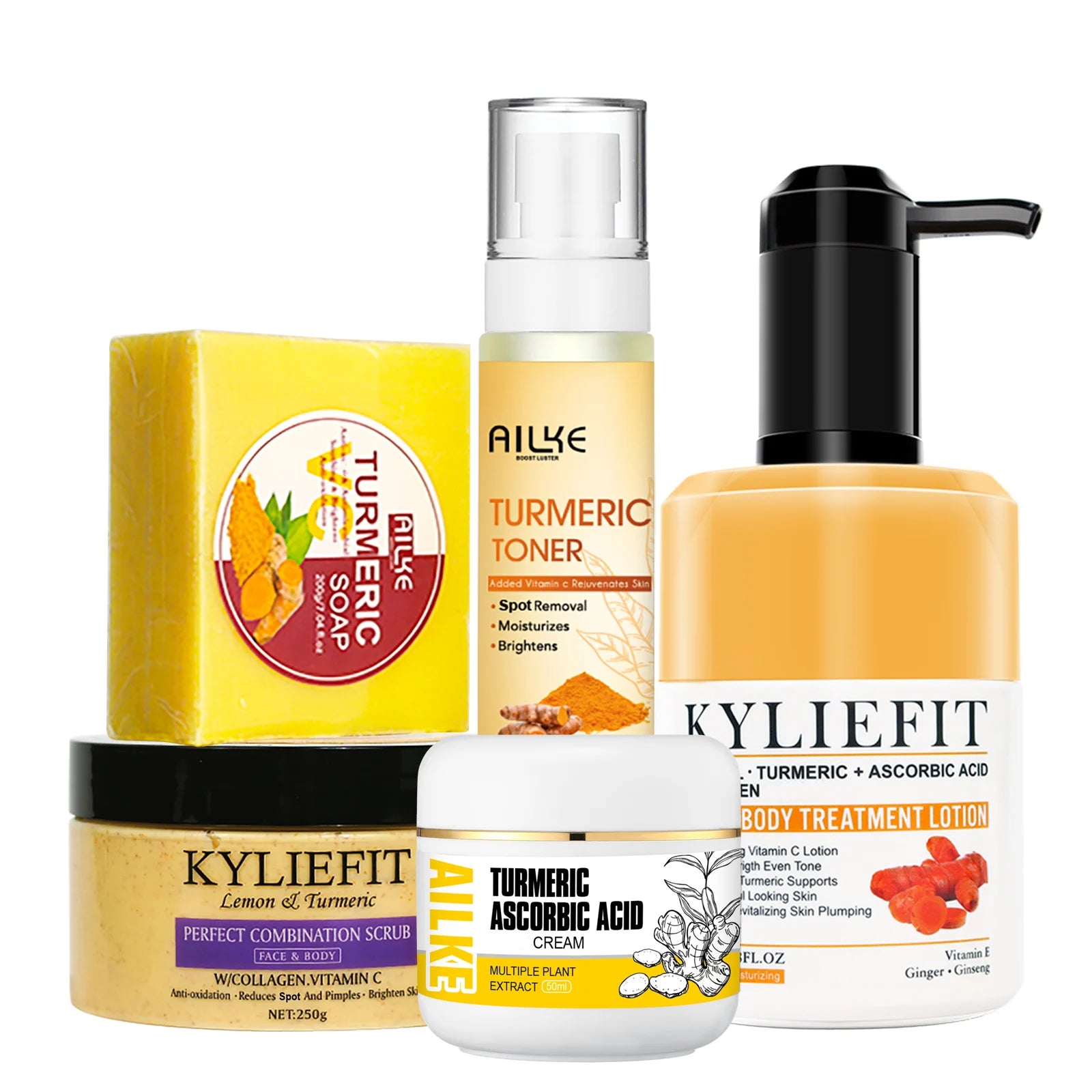 Kit Soins Curcuma Bio AILKE - Anti-Acné Éclaircissant Teint Uniforme