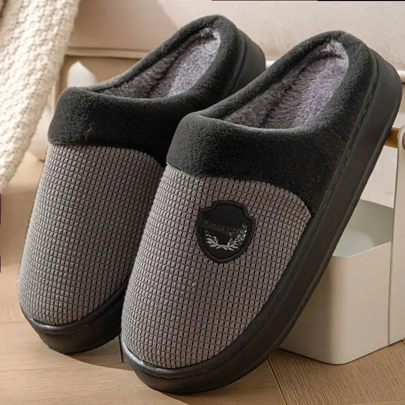 Pantoufles d'hiver en coton doublées de sourire