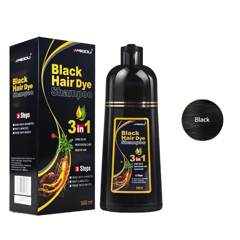 Shampoing 3 en 1 pour teinture capillaire, 100ml/500ml, assombrissant instantané, gris à noir, Polygonum Multiflorum, couverture naturelle pour hommes et femmes