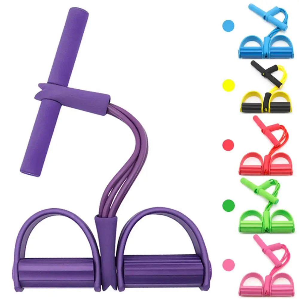 Bandes de résistance de fitness-4 extracteur de cheville de pédale de tube-bande d'exercice de corde d'étirement de jambe assise, bandes de fitness d'étirement d'entraînement