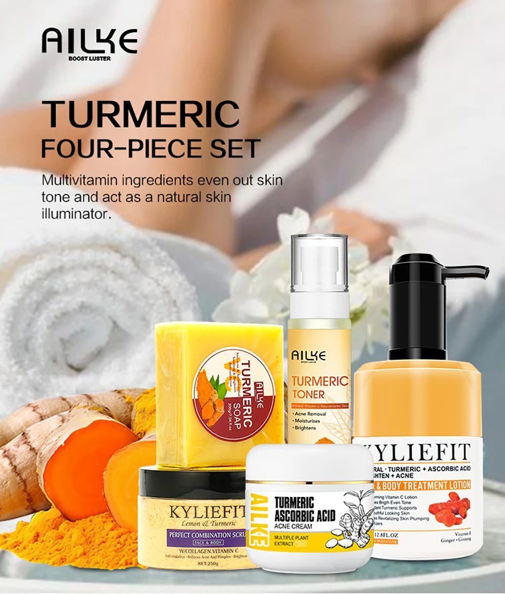 Kit Soins Curcuma Bio AILKE - Anti-Acné Éclaircissant Teint Uniforme