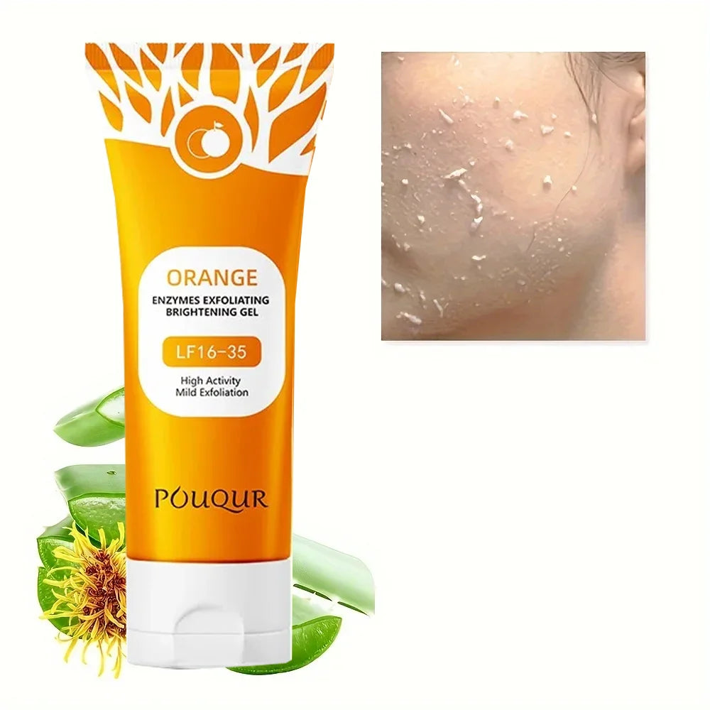 Gel exfoliant et nettoyant pour le visage à l'orange contre les imperfections