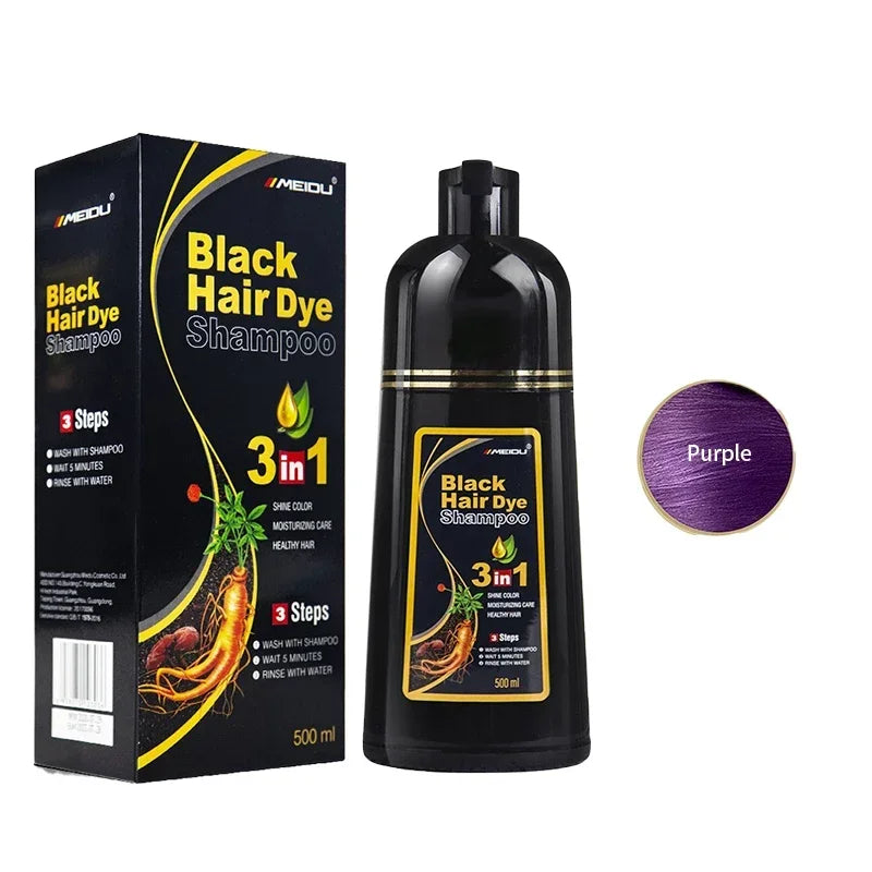 Shampoing 3 en 1 pour teinture capillaire, 100ml/500ml, assombrissant instantané, gris à noir, Polygonum Multiflorum, couverture naturelle pour hommes et femmes