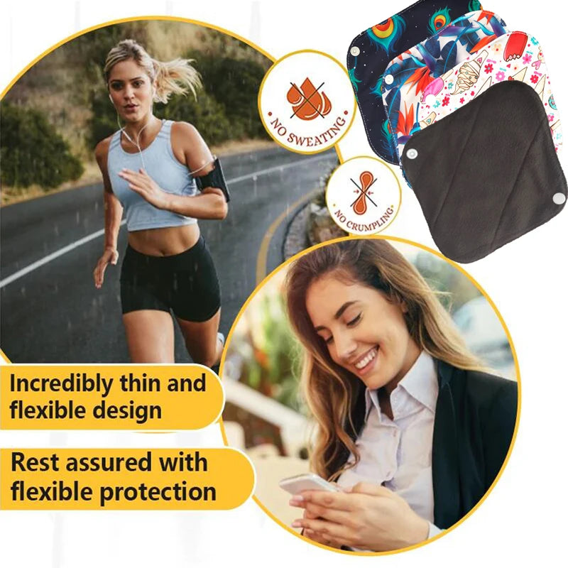 Serviettes Menstruelles Réutilisables Charbon Bambou - Flux Fort Bio