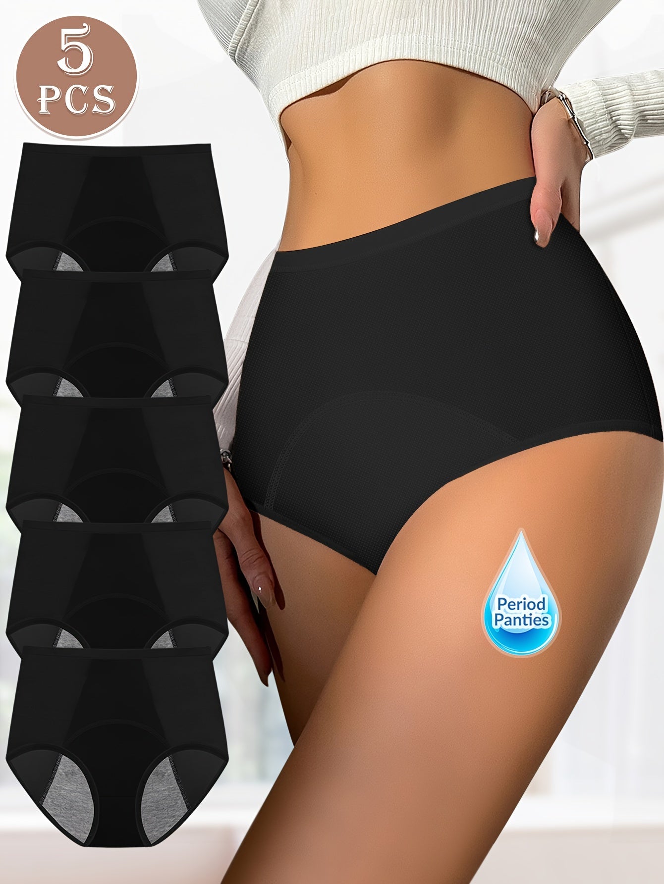 Pack de 5 Culottes Menstruelles MEIYATING pour Femmes - Flux Abondant, Respirantes et Absorbants avec Panneaux Aérés