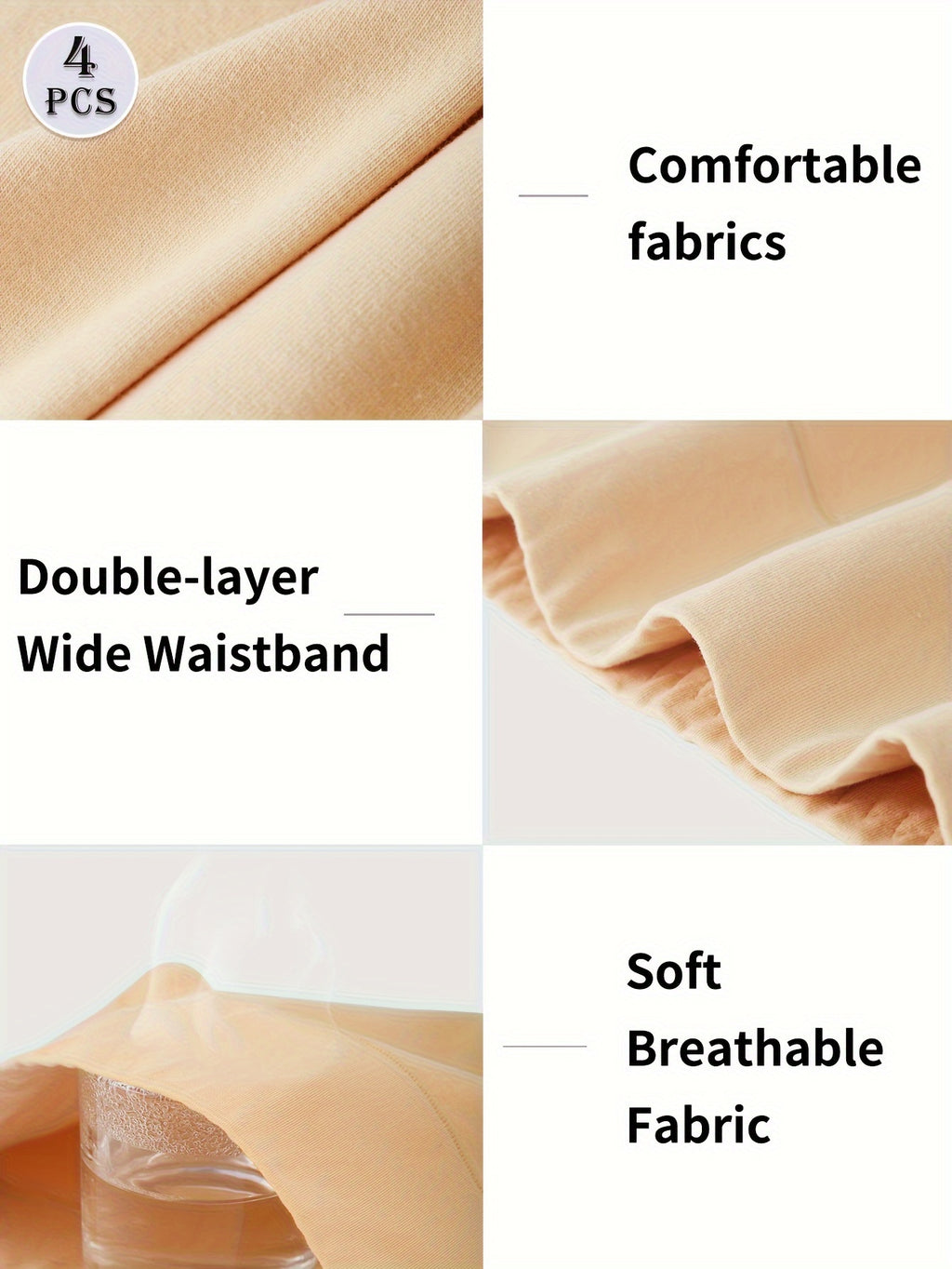 Ensemble de 4 boxers pour femmes, taille haute, confortables, ajustement serré pour un usage quotidien.