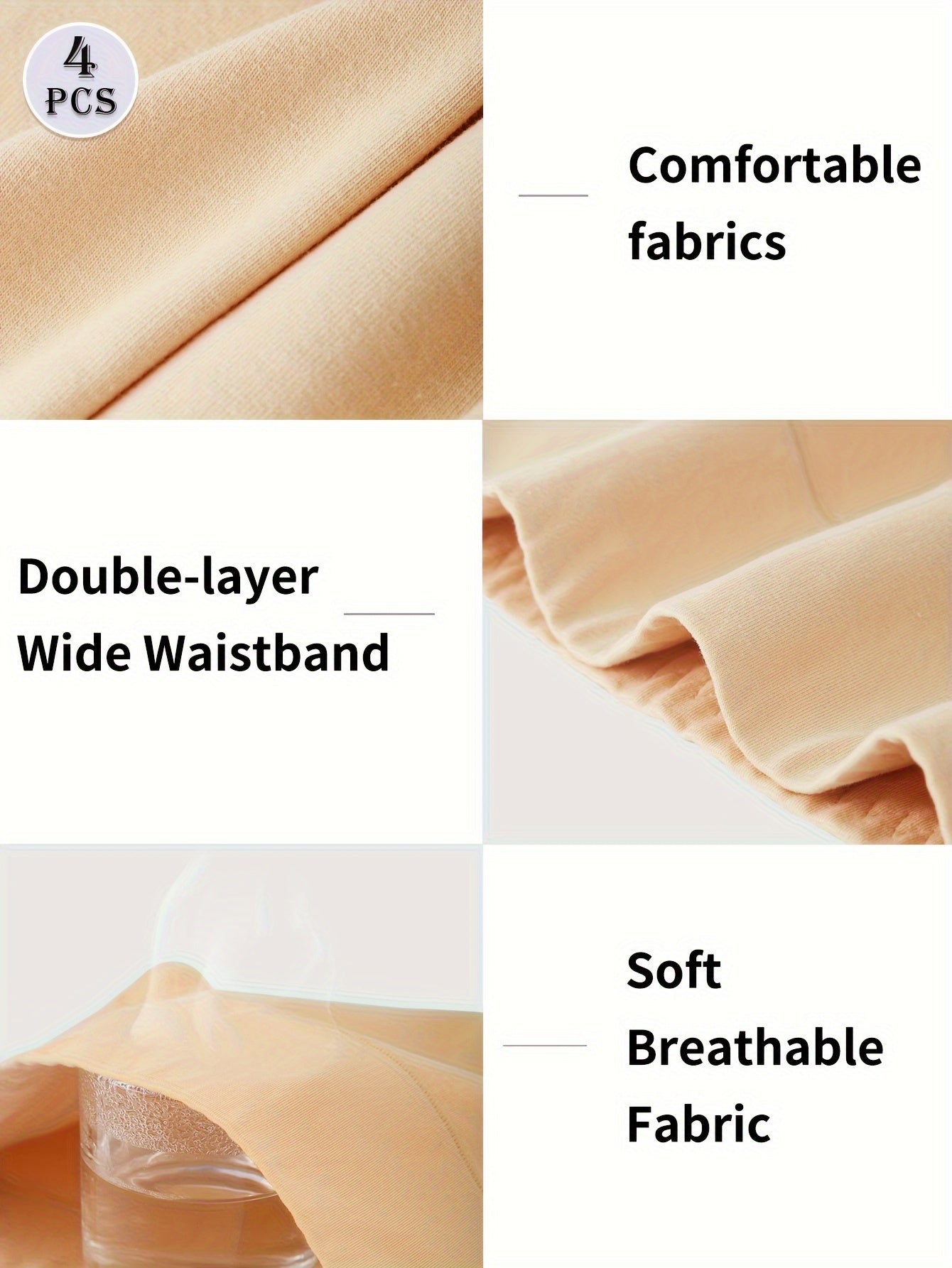 Ensemble de 4 boxers pour femmes, taille haute, confortables, ajustement serré pour un usage quotidien.