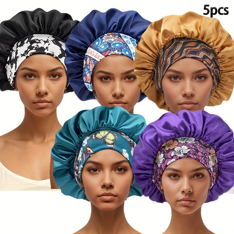 5 Bonnets Satin Élégants pour Femmes pour protection capillaire
