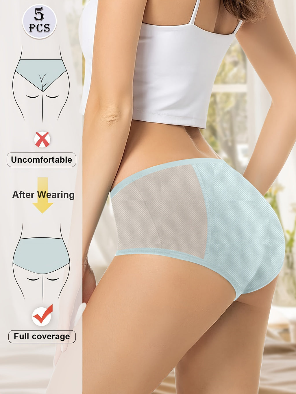 Pack de 5 Culottes Menstruelles MEIYATING pour Femmes - Flux Abondant, Respirantes et Absorbants avec Panneaux Aérés