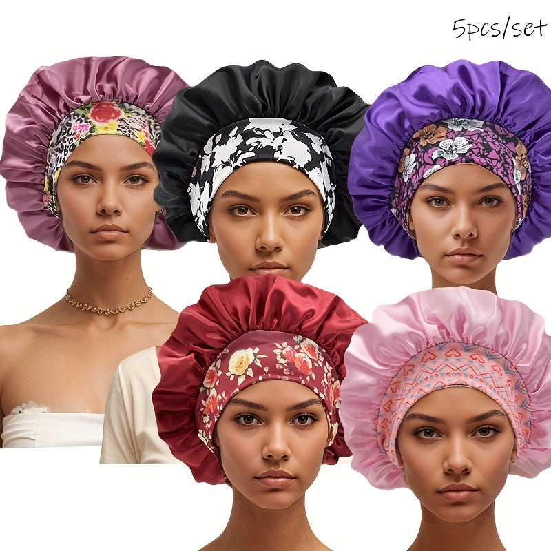 5 Bonnets Satin Élégants pour Femmes pour protection capillaire