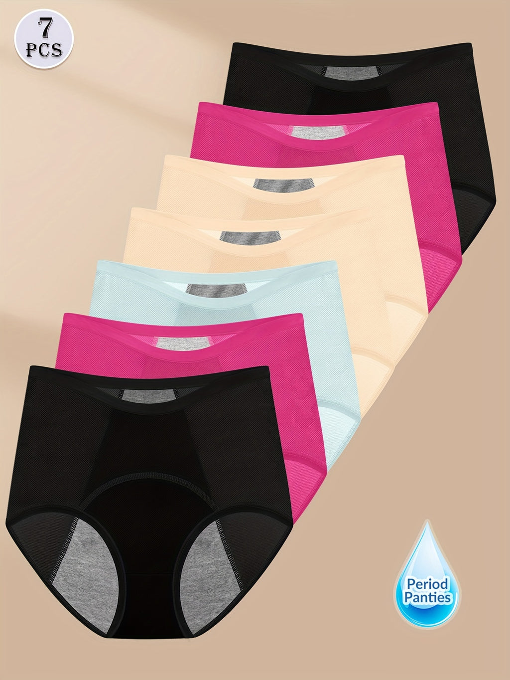 Lot de 7 culottes sans couture anti-fuites, sexy et confortables, extensibles et respirantes, lingerie et sous-vêtements pour femmes