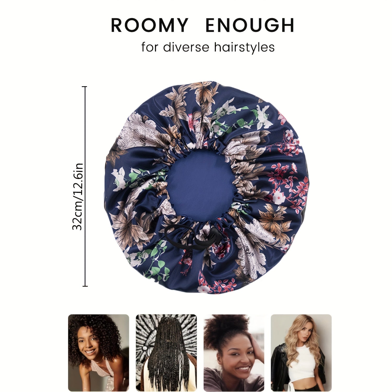 Bonnet de Nuit en Satin Luxueux pour Femmes - Grande Taille Ajustable à Double Couche avec Motifs Floraux et Unis