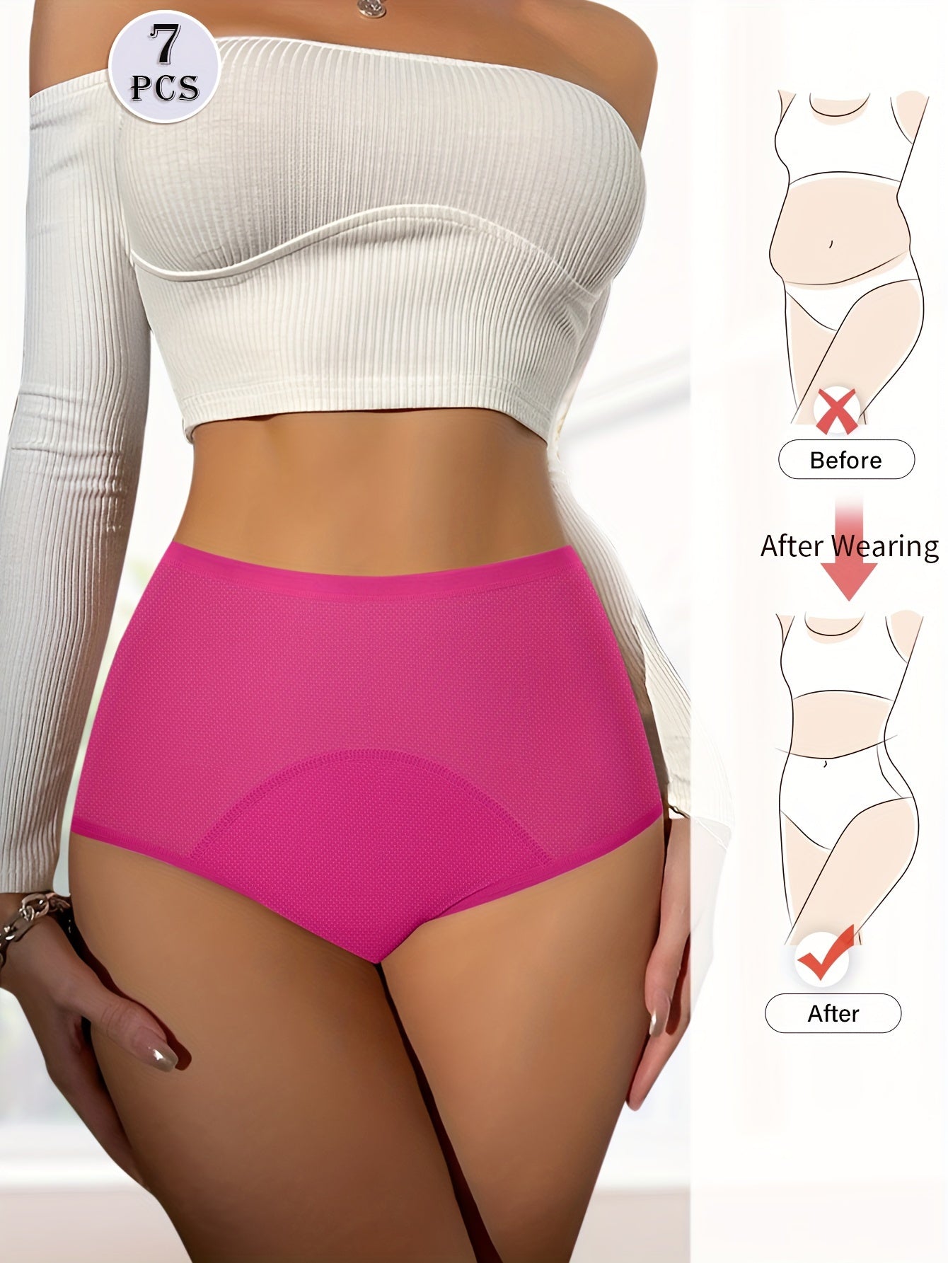 Lot de 7 culottes sans couture anti-fuites, sexy et confortables, extensibles et respirantes, lingerie et sous-vêtements pour femmes