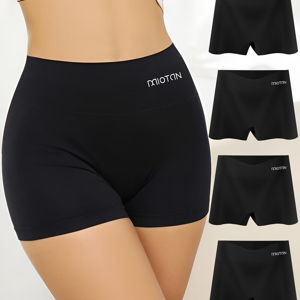 Ensemble de 4 boxers pour femmes, taille haute, confortables, ajustement serré pour un usage quotidien.