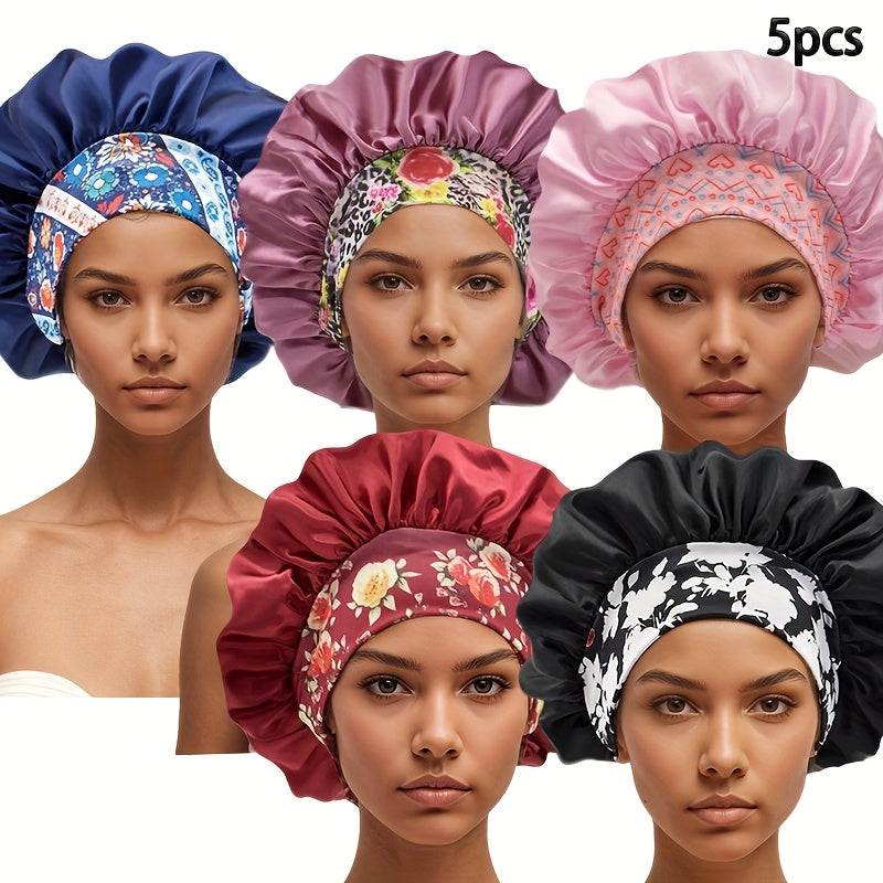 5 Bonnets Satin Élégants pour Femmes pour protection capillaire