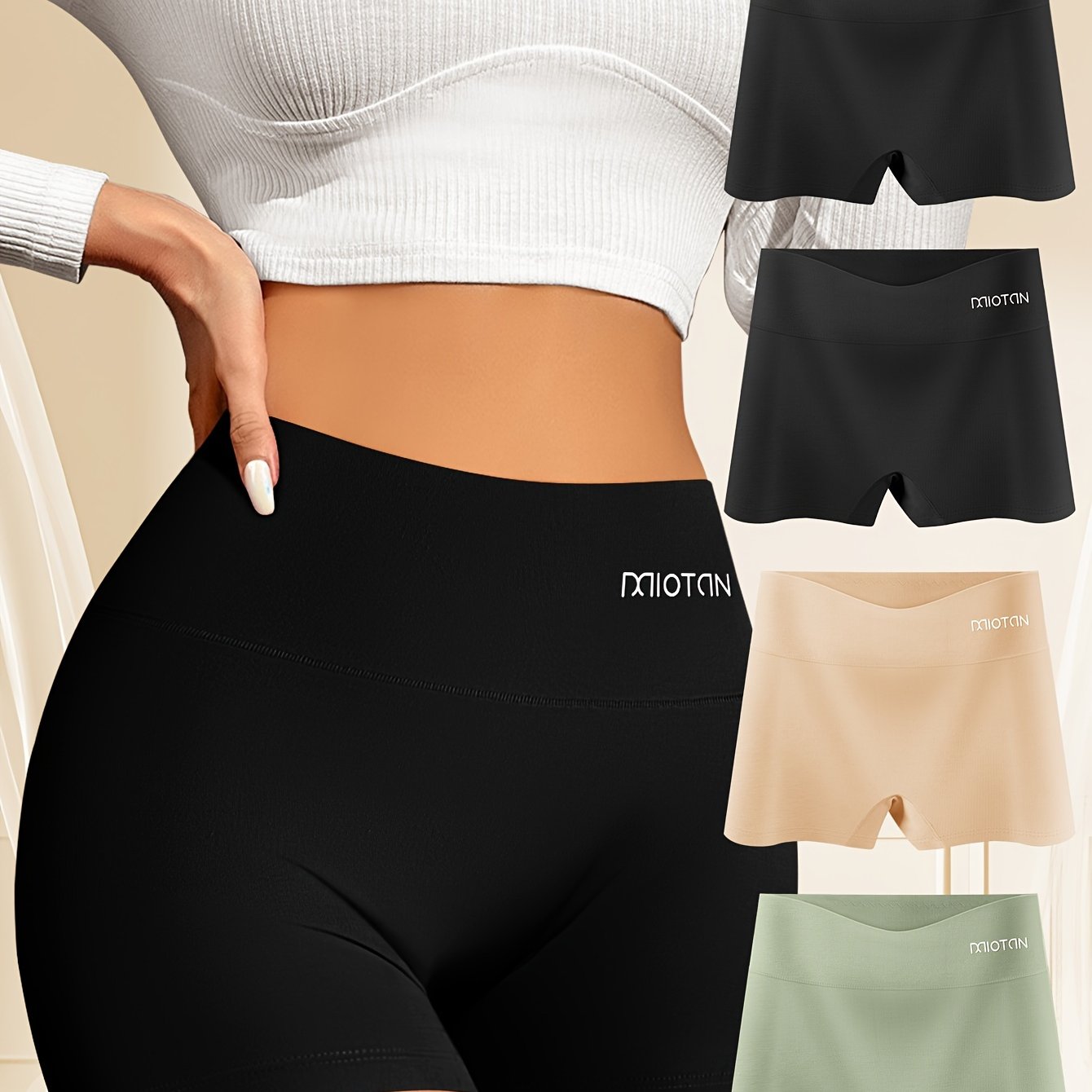 Ensemble de 4 boxers pour femmes, taille haute, confortables, ajustement serré pour un usage quotidien.